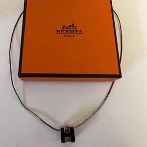 Hermes Enamel Pop H Cage Pendant-Black and Silver